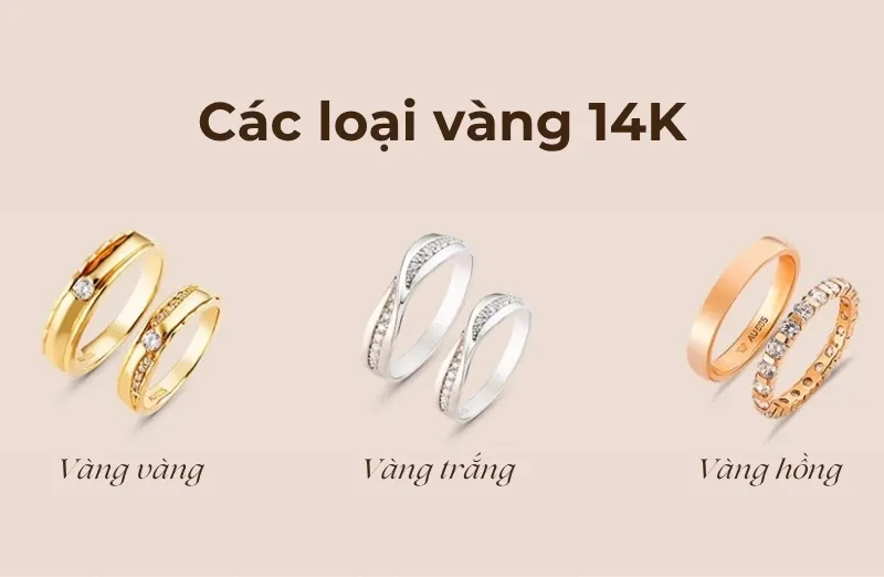 C&aacute;c loại v&agrave;ng 14K phổ biến hiện nay